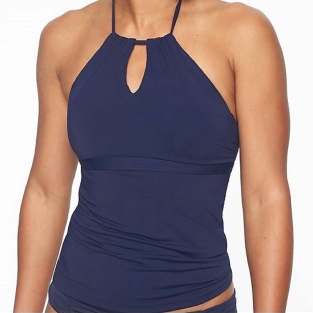 Athleta Navy High Neck Keyhole Tankini